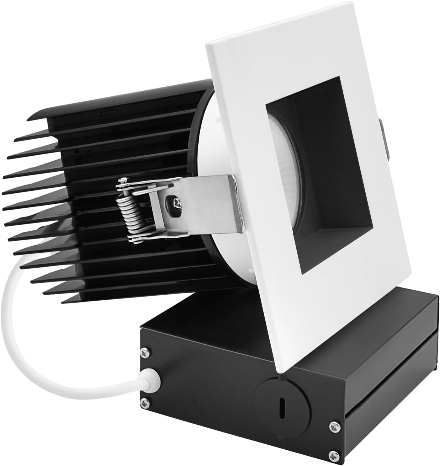 LUXRITE 4 Inch Recessed Light, Regressed Canless LED Spotlight, 5CCT 2700K-5000K, CRI90, 22W, 1700 Lumens High Output, 38º, Interchangeable Square Black & White Baffle Trim, Dimmable, IC & Wet Rated