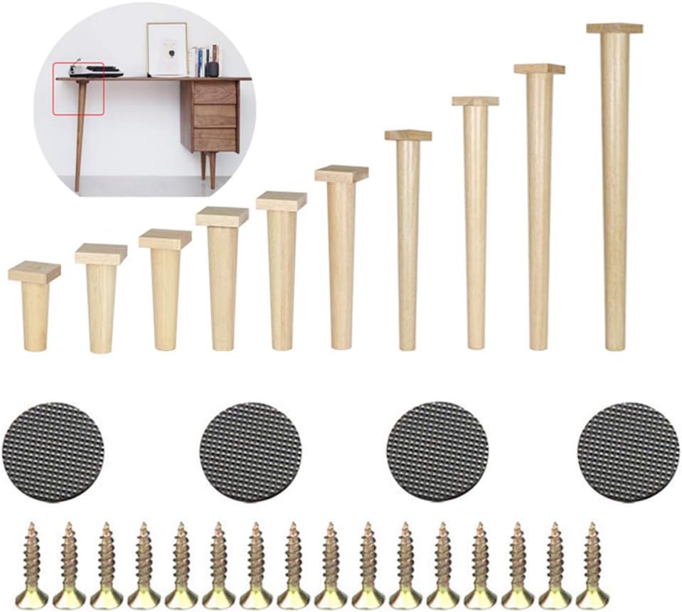 Furniture legs 4PCS Solid Wood Feet, Cylindrical Supporting