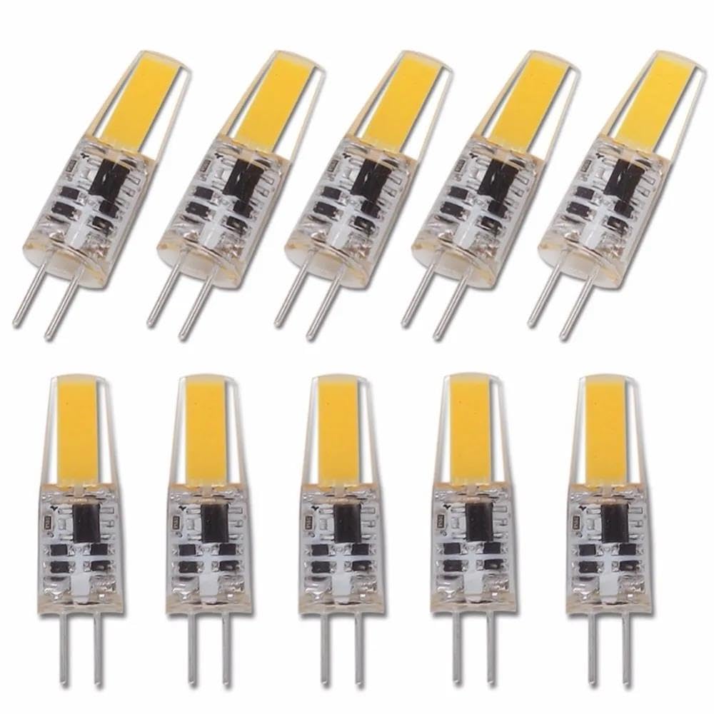 10pcs Mini G4 LED COB LAMP LAUM AC DC 12V 220 V Ersetzen Sie 30W 40W Halogen für Kronleuchter, warmes Weiß, 7W