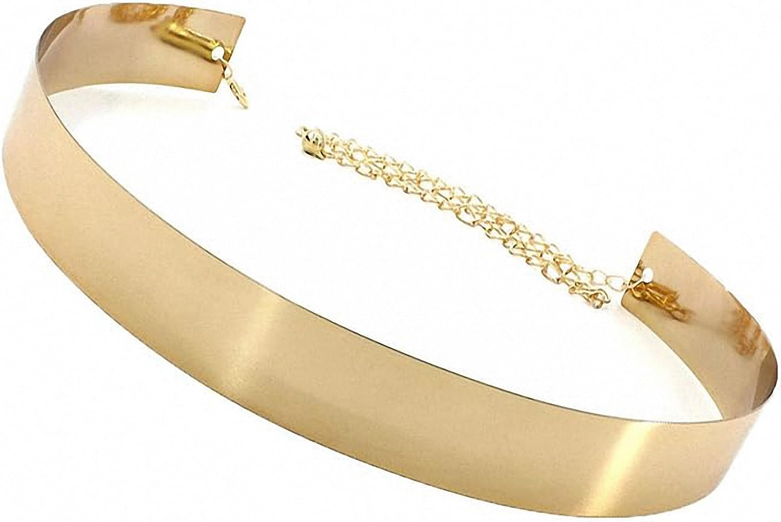 Ulalaza Womens Full Metal Sleek Mirror Plate Waistband Belt Chain Dress Decorated Skinny Golden Silver Belt