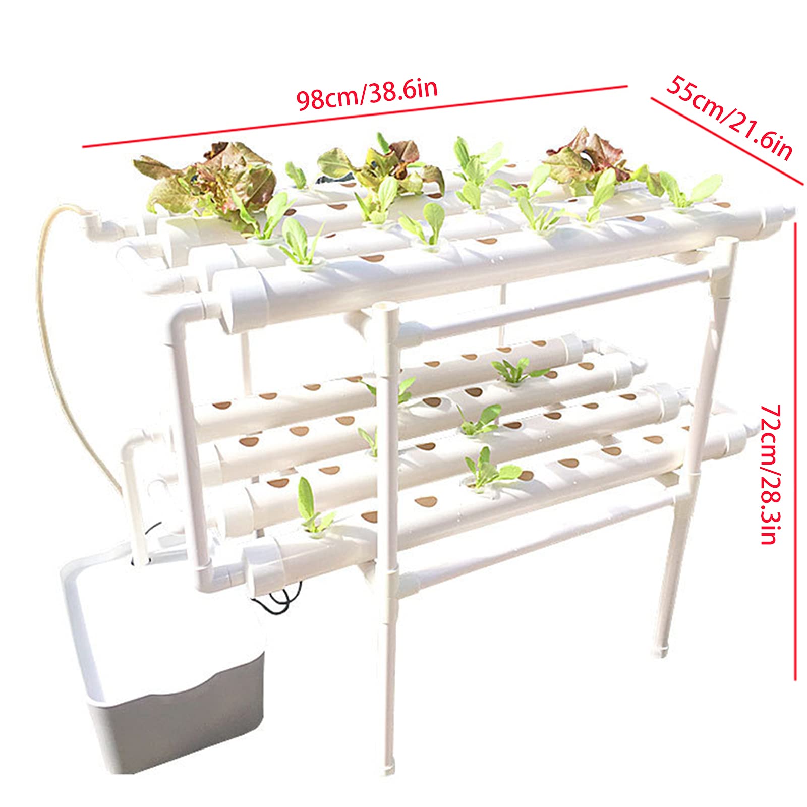 Kit Hydroponique 72 Trous 2 Couches Système PVC Culture Plantes Légumes Jardin Arrosage
