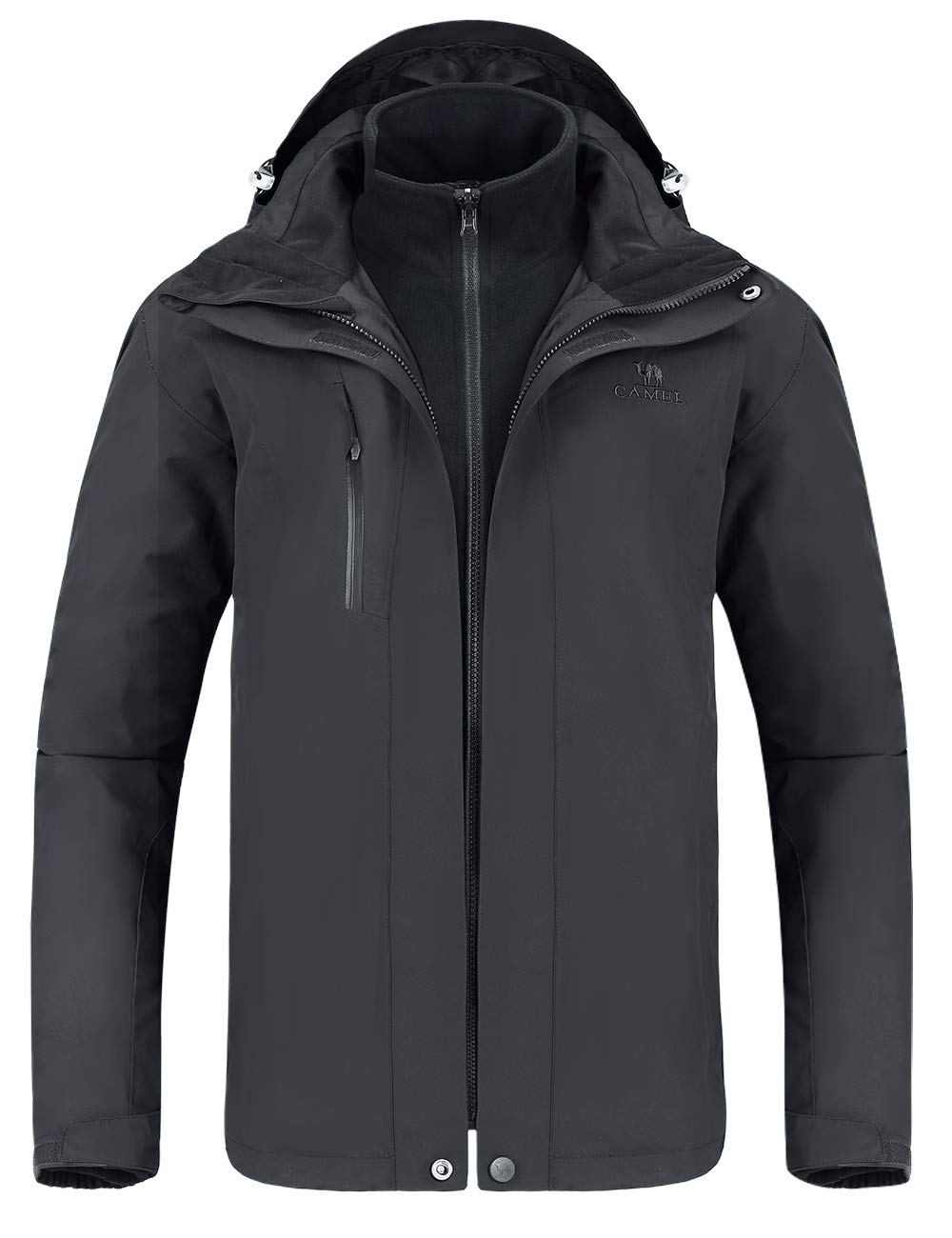 Outdoor Jacket Men Winter Ski Jacket Windbreaker 3 in1 Hooded Rain Coat for Traveling Climbing Hiking 2.0