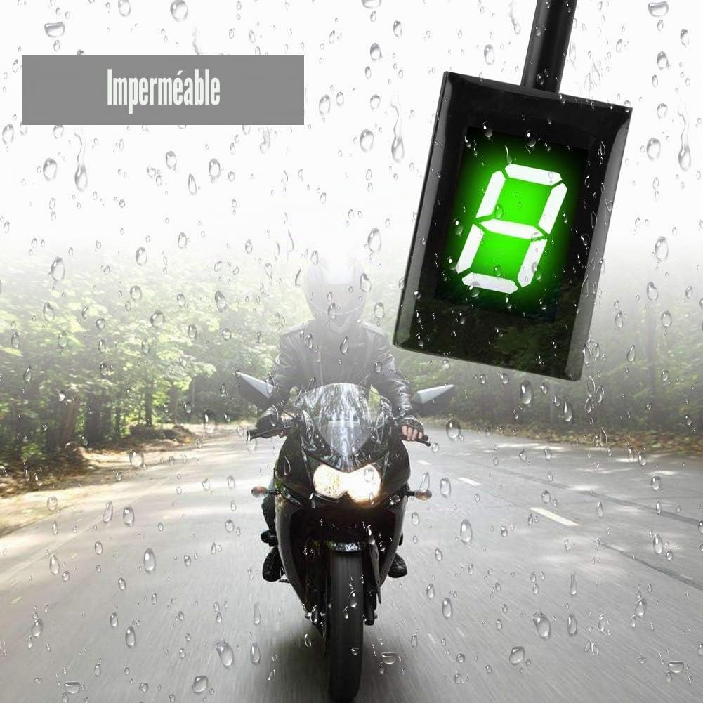 Jadeshay Indicateur de Vitesse de Moto, Prise ECU de l'Indicateur De Rapport Engagé Moto Compatible Avec Le Jauge De Vitesse Numérique 6 Vitesses Avec Écran LED