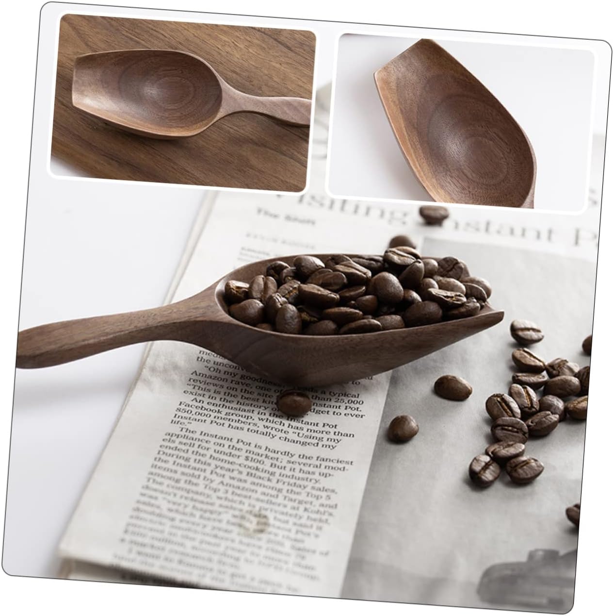 3pcs Coffee Bean Scoop Natural Teaspoon for Loose Tea and Coffee Sturdy Kitchen Utensil for Home Restaurant and Hotel Use and Easy to Clean