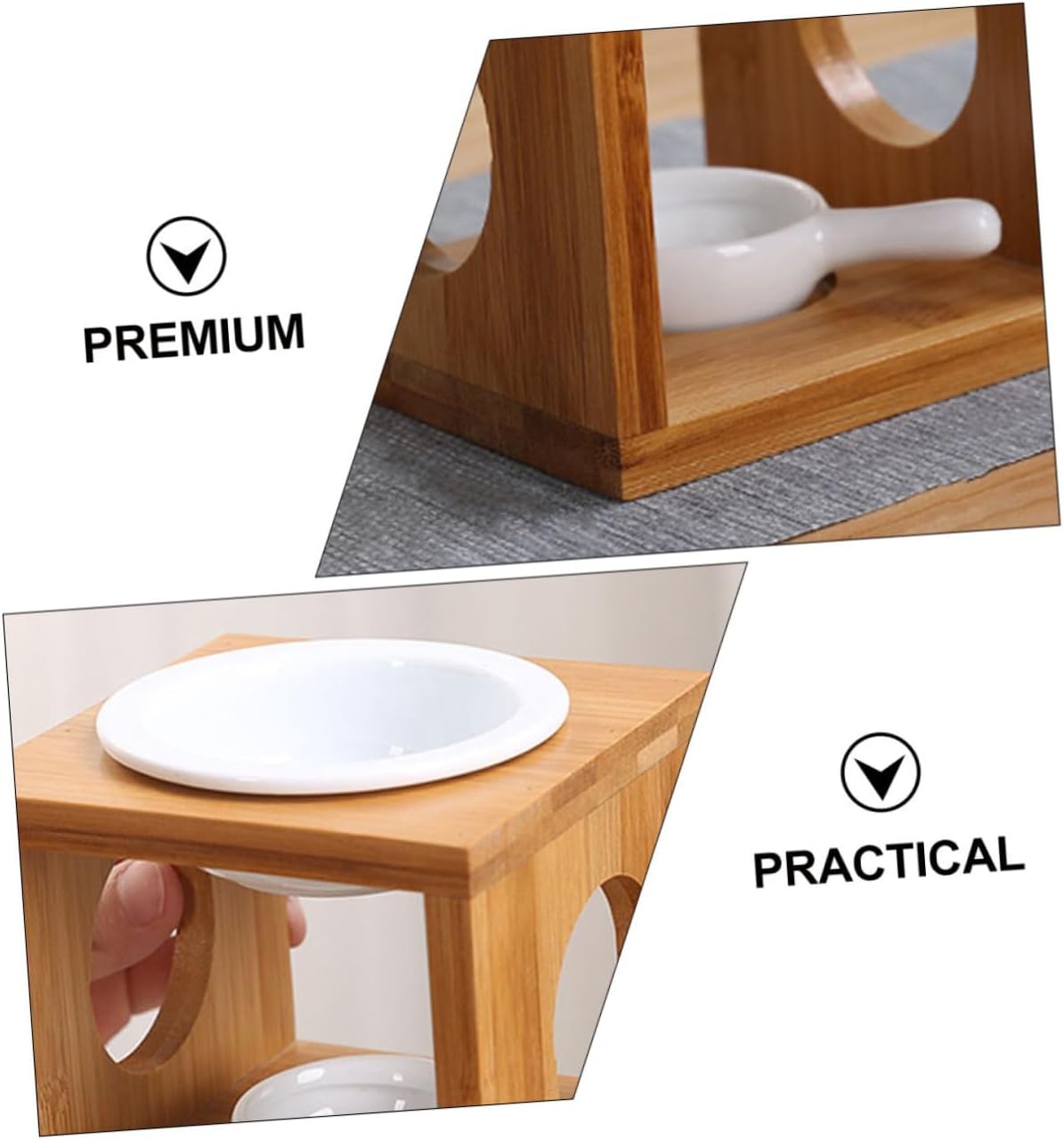 2sets Candlestick Aromatherapy Burner Bamboo Incense Holder Tealight Oil Burner Essential Oil Scented Wax Melt Holder