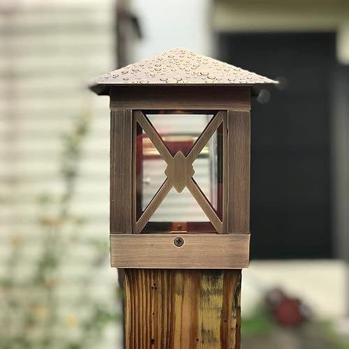 Miniatura 3 de VOLT Luz LED de latón fundido de 12 V (bronce) de 4 x 4 pulgadas, luz superior de poste para exteriores, 2700 K, blanco cálido, 100 lúmenes para