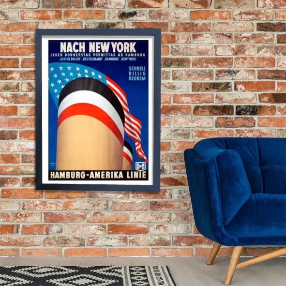 Affiche de voyage Hambourg Amerika Line grand format affiche encadrée mat déco rétro vintage - 2
