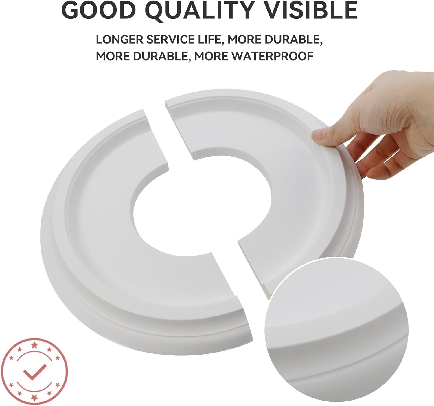 2Pairs White Ceiling Medallion Ceiling Fan Light Covers,Split Ceiling Light Medallion for Light Fixtures and Ceiling Fans,9.84" OD x 3.8" ID