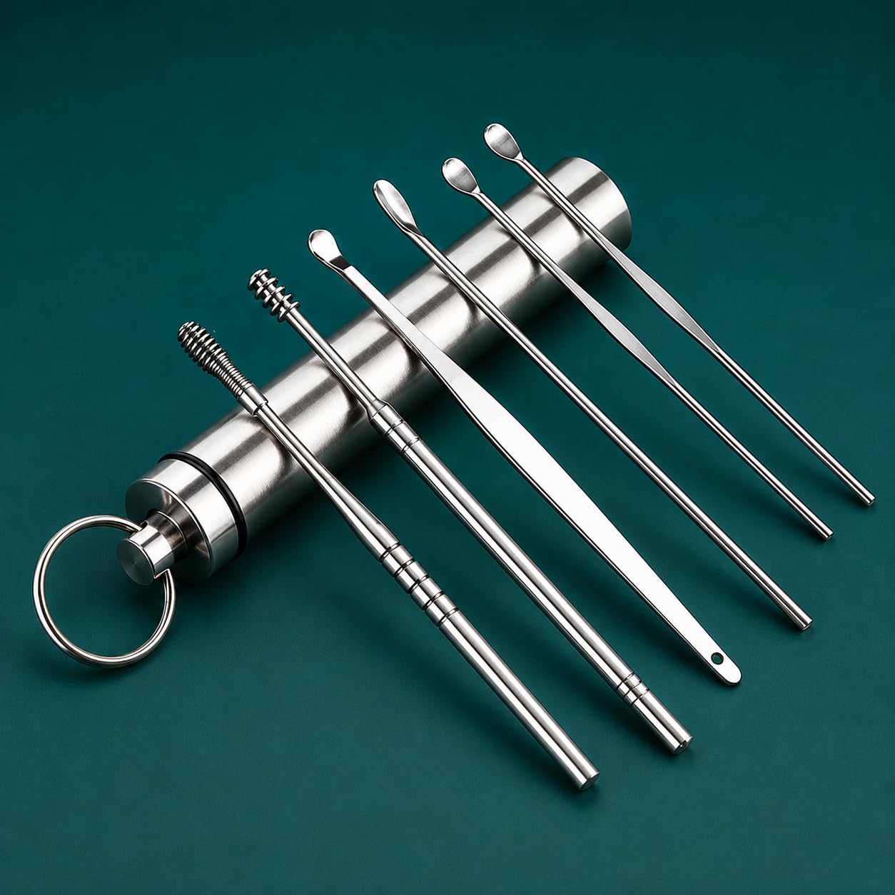6-Piece Reusable Ear Wax Cleaner Kit – Stainless Steel Ear Cleaning Tool Set with Spiral Curette, Ear Pick & Cleaning Brush for Safe Earwax Removal for Men, Women & Kids | Resuable Ear Wax-image-21