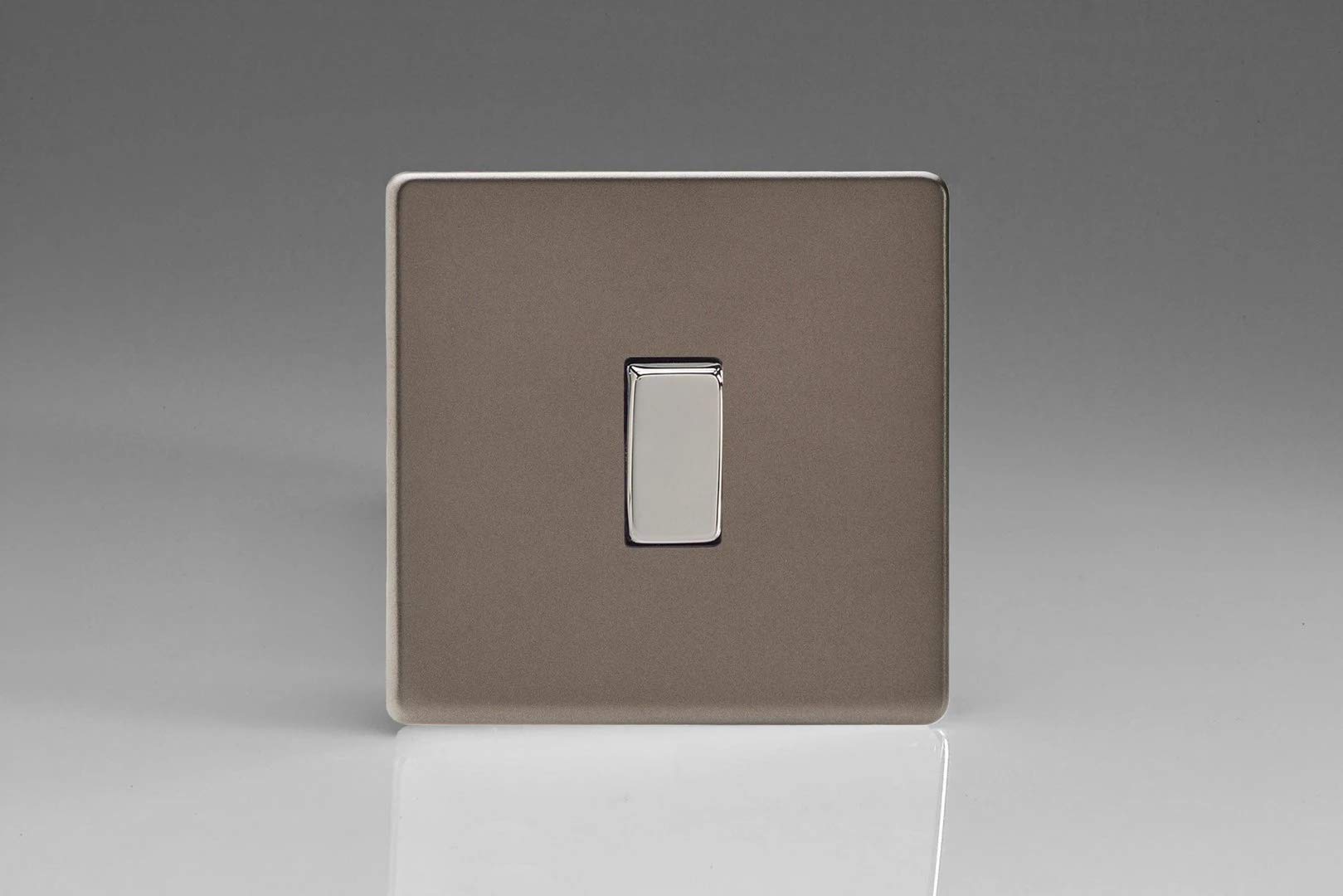 Varilight XDR1S Screwless Pewter 1 Gang 10A 1 or 2 Way Rocker Light Switch