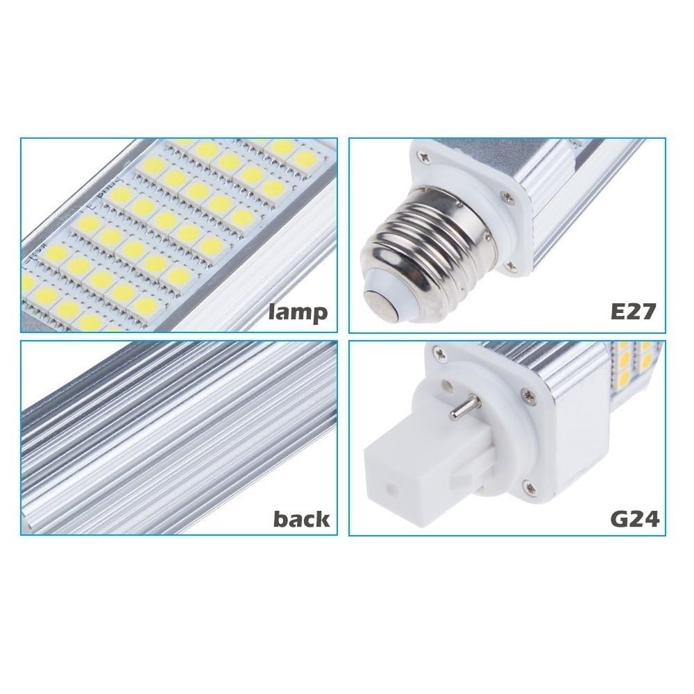 Wide Voltage Lights 20pcs lot AC85 110V 1000Lumens 52 LEDs 5050 SMD 12W E27 G24 LED Horizon Down — view 3