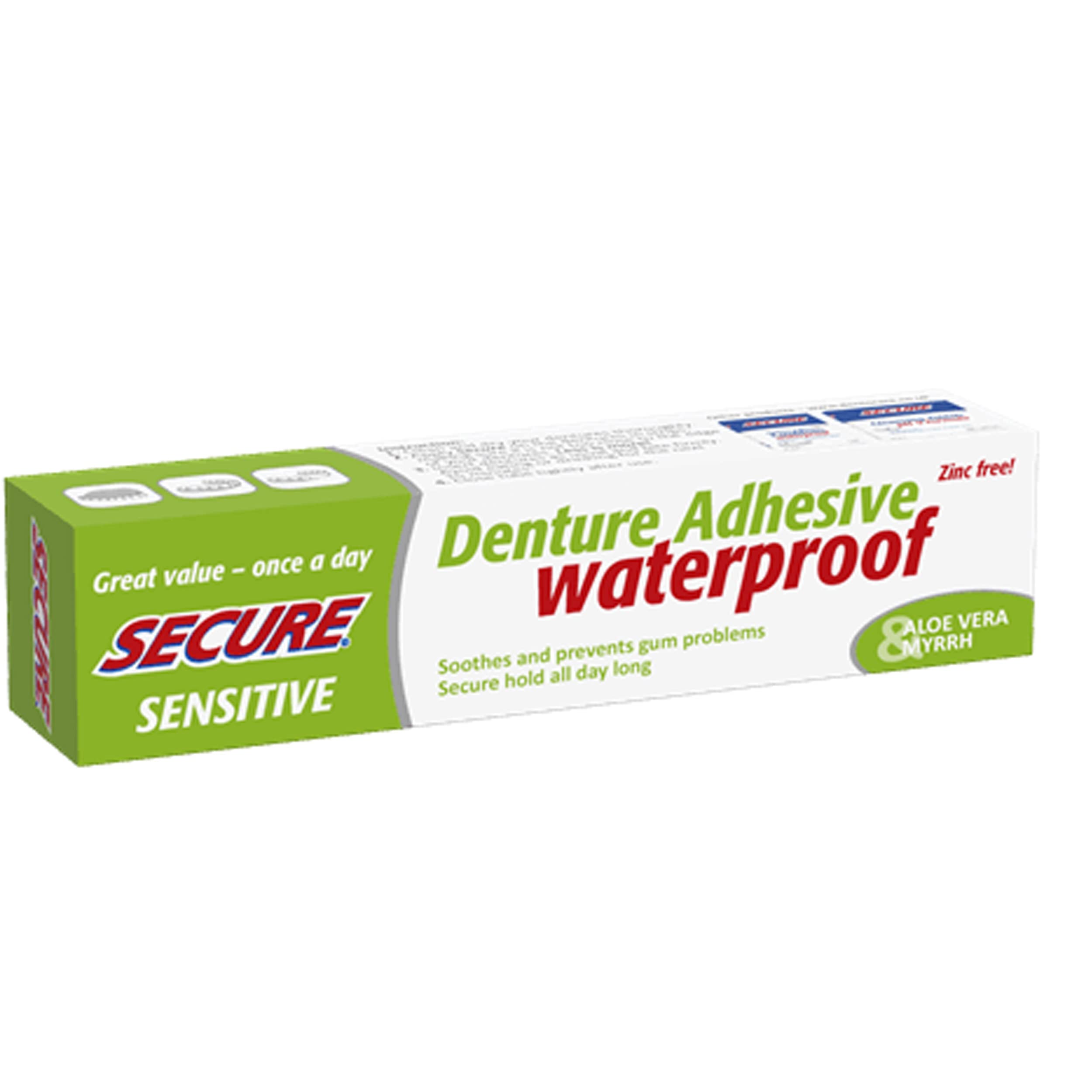 Secure 40g Sensitive Denture Adhesive Waterproof Aloe Vera Cream - Pack of 1