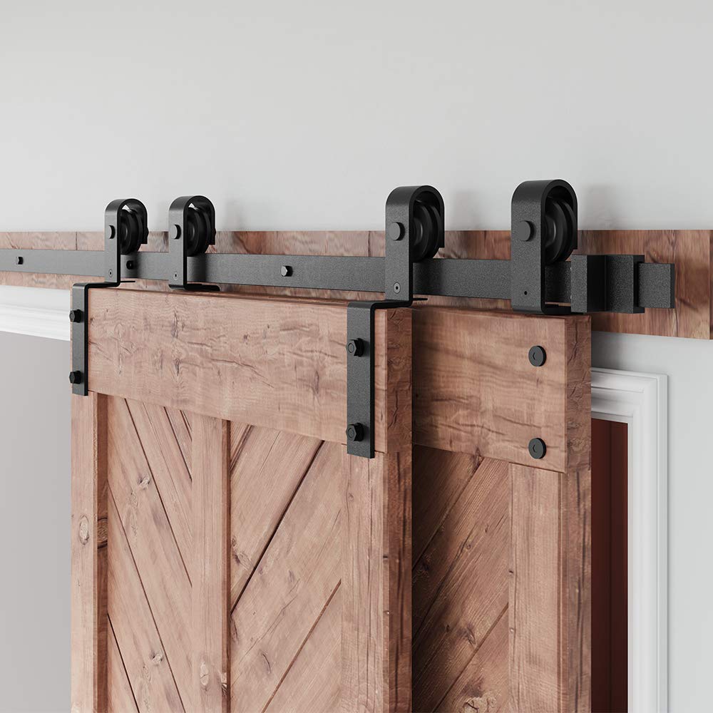 Buy FREDBECK 8FT Single Track Bypass Sliding Double Barn Door Hardware