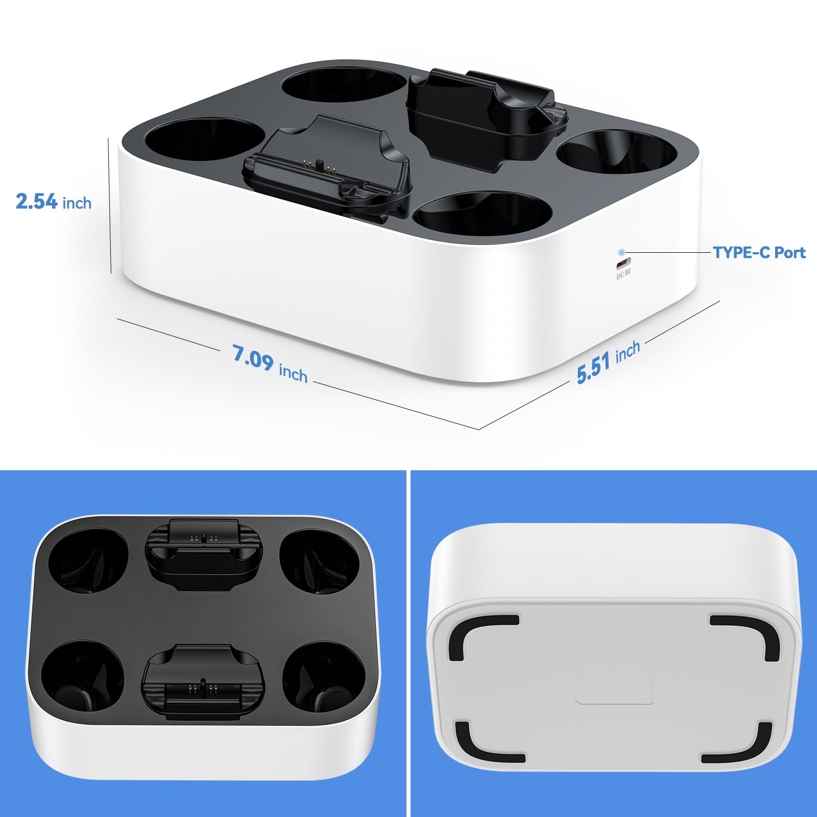 LVFAN Station de Charge Double pour manettes PS5 | Station de charge rapide avec protection intelligente, compatible avec les manettes DualSense et DualSense Edge, blanc