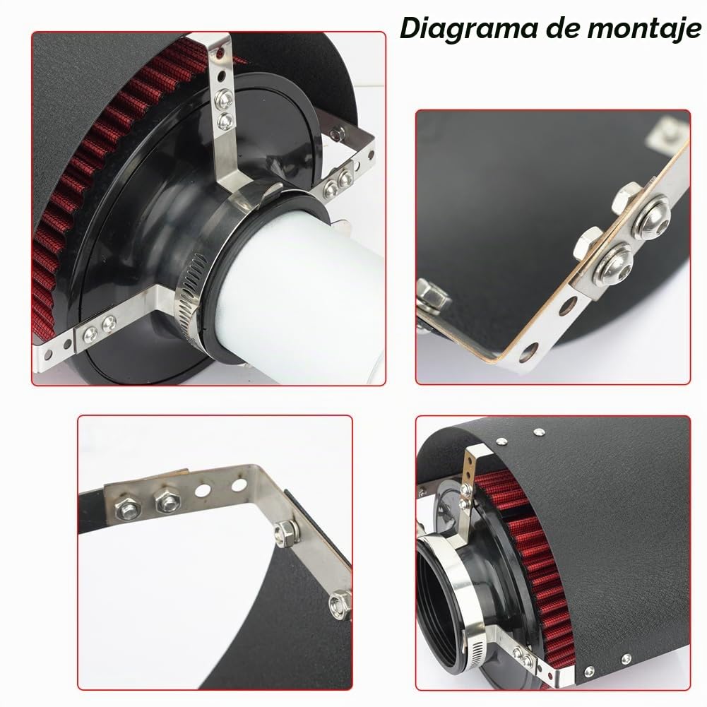 Universal Auto Air Filter Cover Heat Shield, Auto Luftfilterabdeckung Edelstahl Hitzeschild,für 2.5-4'' Kegel- oder Zylinderfilter (Big)