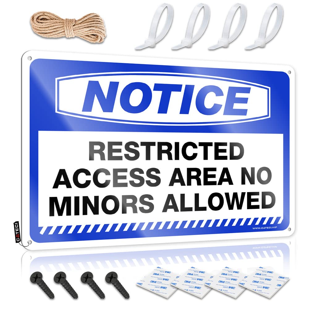 Fzfn Colour Matal Sign Funny Outdoor Decor Custom Tin Sign, Reusable Fade Resistant Notice Restricted Access Area No Minors Allowed For Home Kitchen | Quality Vintage Decor For Crossing Party(30X40cm)