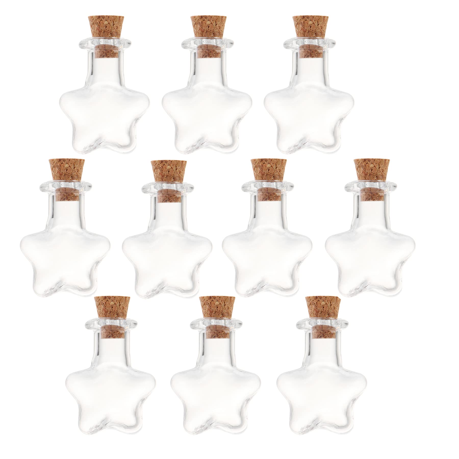 SKYPRO 10Pcs Mini Glass Bottles with Cork Lids, Star Shape Tiny Glass Jars, Wishing Bottles, Small DIY Decorative Craft Vials for DIY Crafts Party Weddings Decoration Storage Accessories