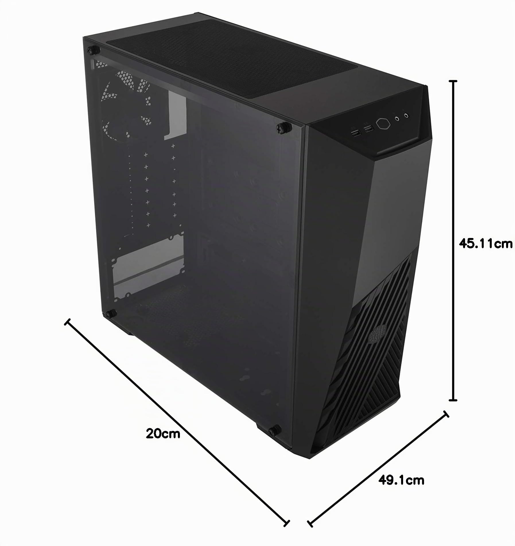 Cooler Master MasterBox K501L - Case PC ATX con Ventilazione di Forma Angolata, Illuminazione LED in Rosso, Pannello Laterale Trasparente, Configurazioni Flessibili Flusso d'Aria, Nero