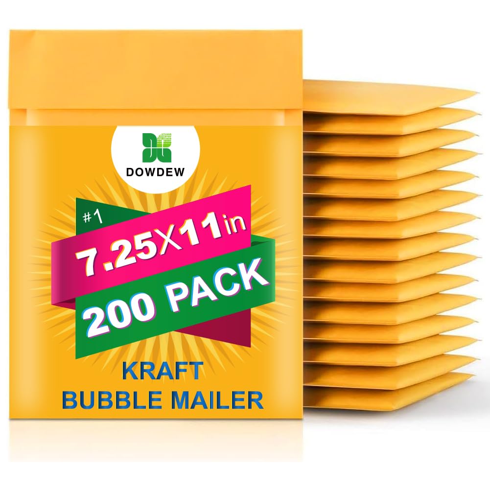 Kraft Bubble Mailers [200 Pack] Mailing Packing Envelopes #1 (7.25" x 11")