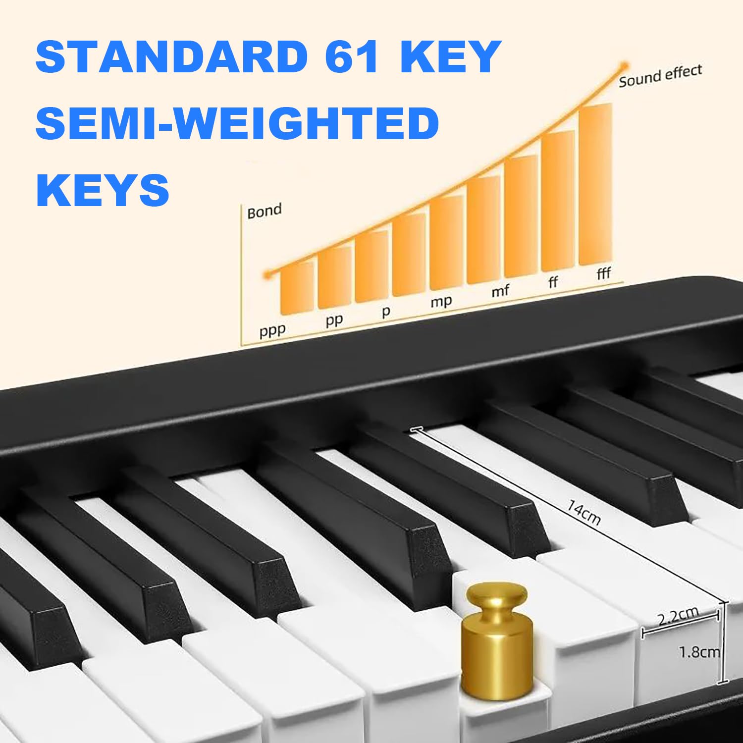 Keyboard Piano，Digital Piano，Dance Folding Piano Keyboard 61 Keys，mit Sustain-Pedal Berührungsempfindlichen Beleuchteten Tasten Tasche Wiederaufladbar Schwarz