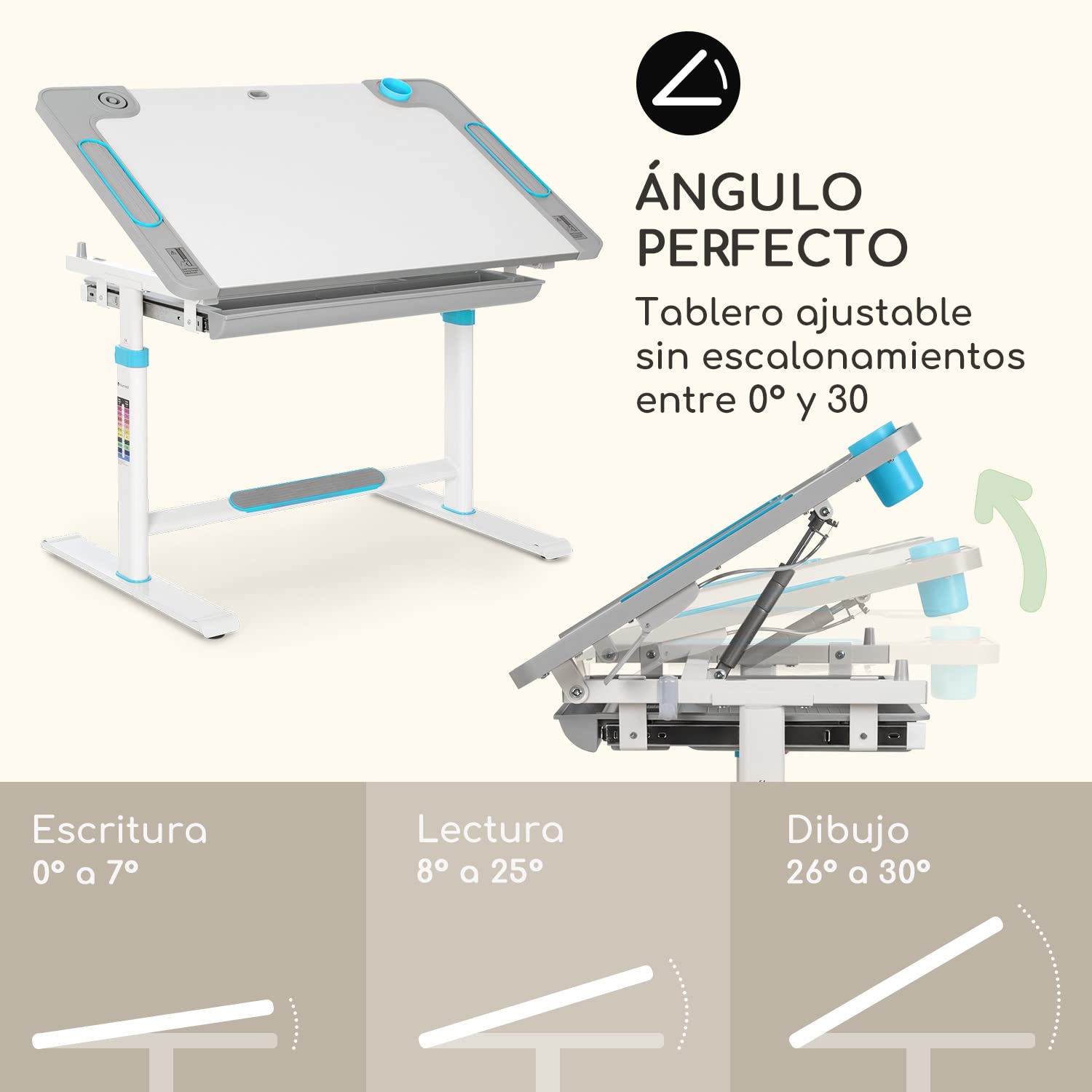 blumfeldt Escritorio Infantil, Juego de Mesa y Silla para Niños de 5 a 12 Años, Pupitre Infantil con Compartimento para Guardar Cosas, Juego de Escritorio y Silla para Niños para Dibujar y Pintar