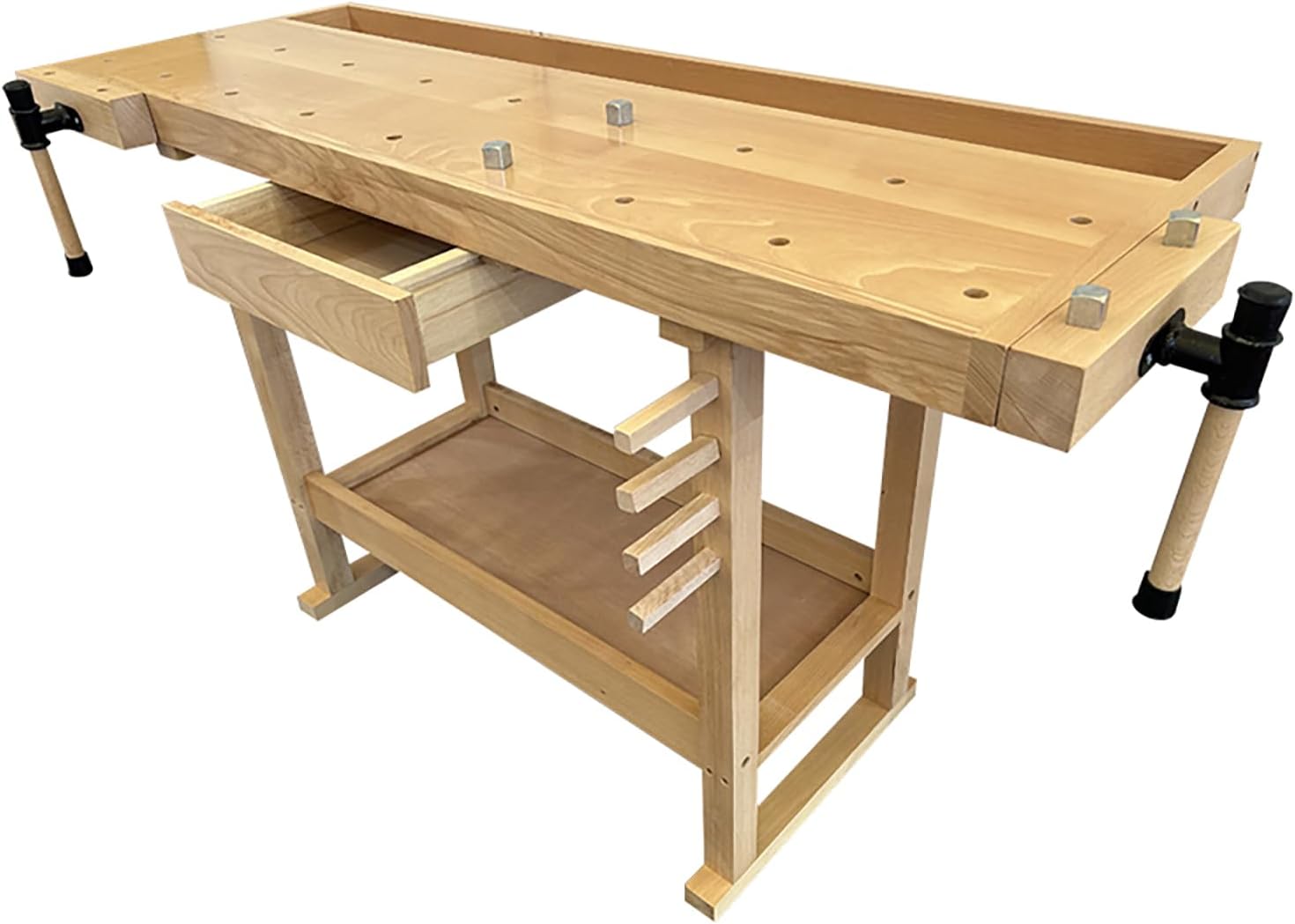 55-Inch Wood Workbench - Gold Multifunctional rubberwood Woodworking Table Operating Table Workbench Multifunctional Solid Wood Table Woodworker