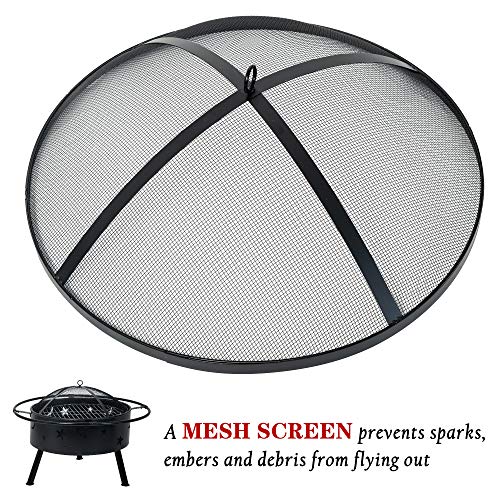 Sundale Outdoor Fire Pits Outdoor Wood Burning Large Fireplace, 32 Inch Steel Round Firepit Bowl With Bbq Grill, Cooking Grate, Spark Screen, Fire Poker, Cover, Portable Fire Pit For Outside #TOP3