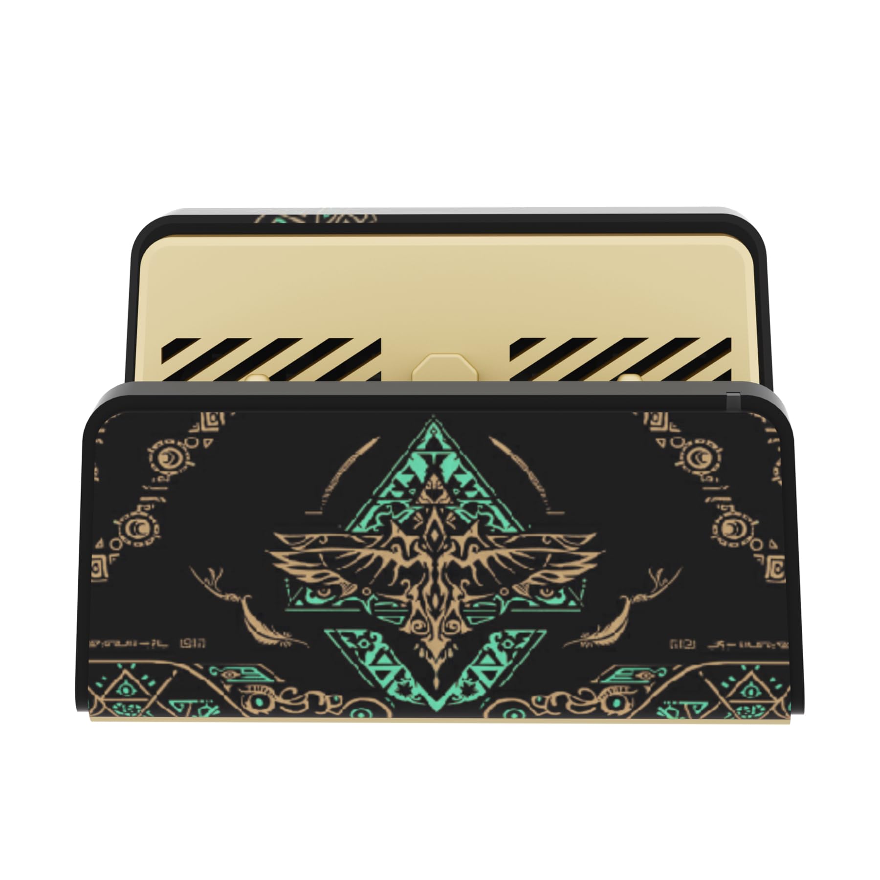 eXtremeRate AiryDocky DIY-Ersatz Gehäuse Case für Nintendo Switch/OLED Dock, Re-Design Tragbar Mini Dock Cover für Switch Docking Station-Totem of Kingdom Schwarz