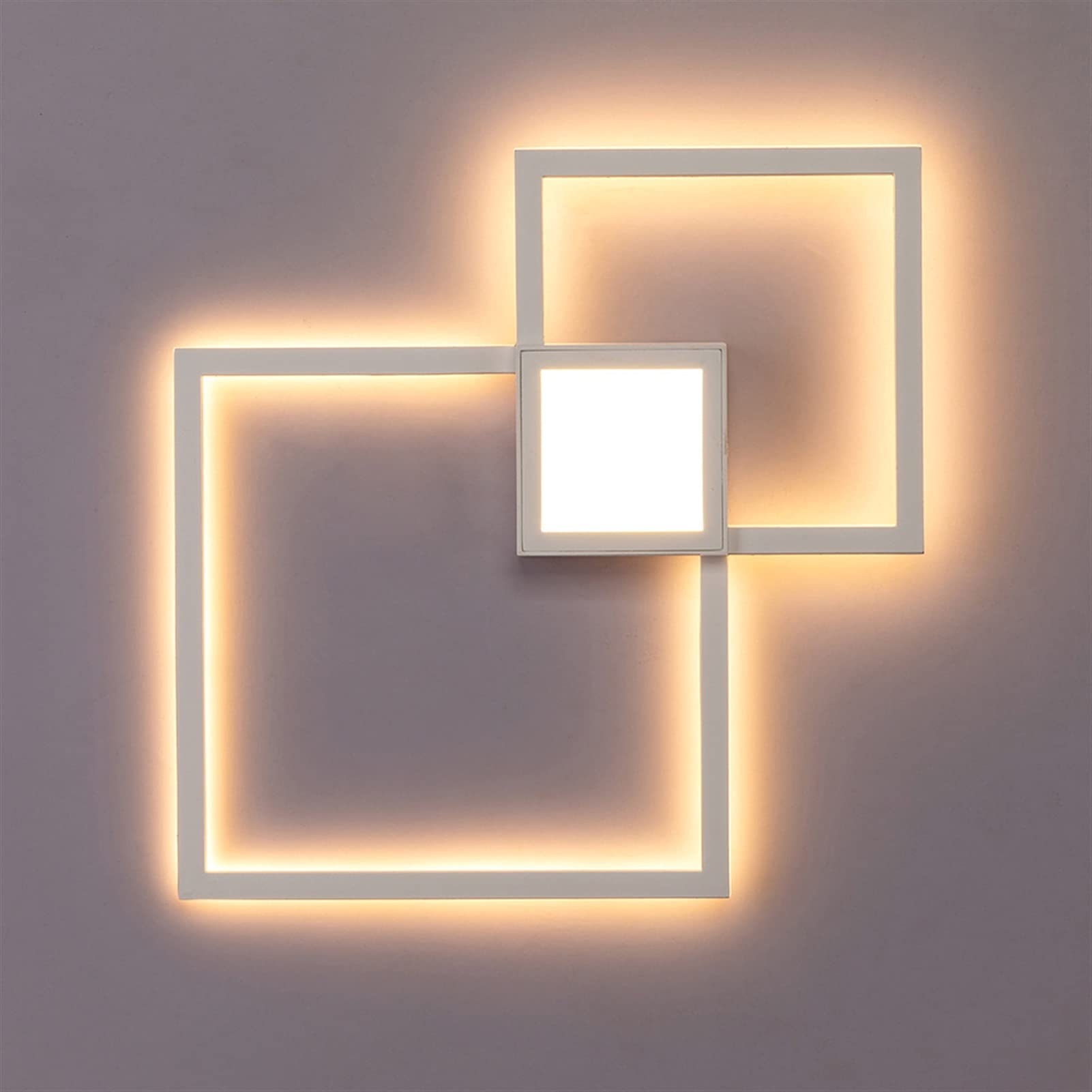 Lámpara De Pared Con Combinación De Marco Blanco Y Negro, Aplique De Pared De Aluminio Cuadrado Geométrico LED, Aplique De Pared, Dormitorio, Hotel, Sala De Estar, Decoración De La Habitación