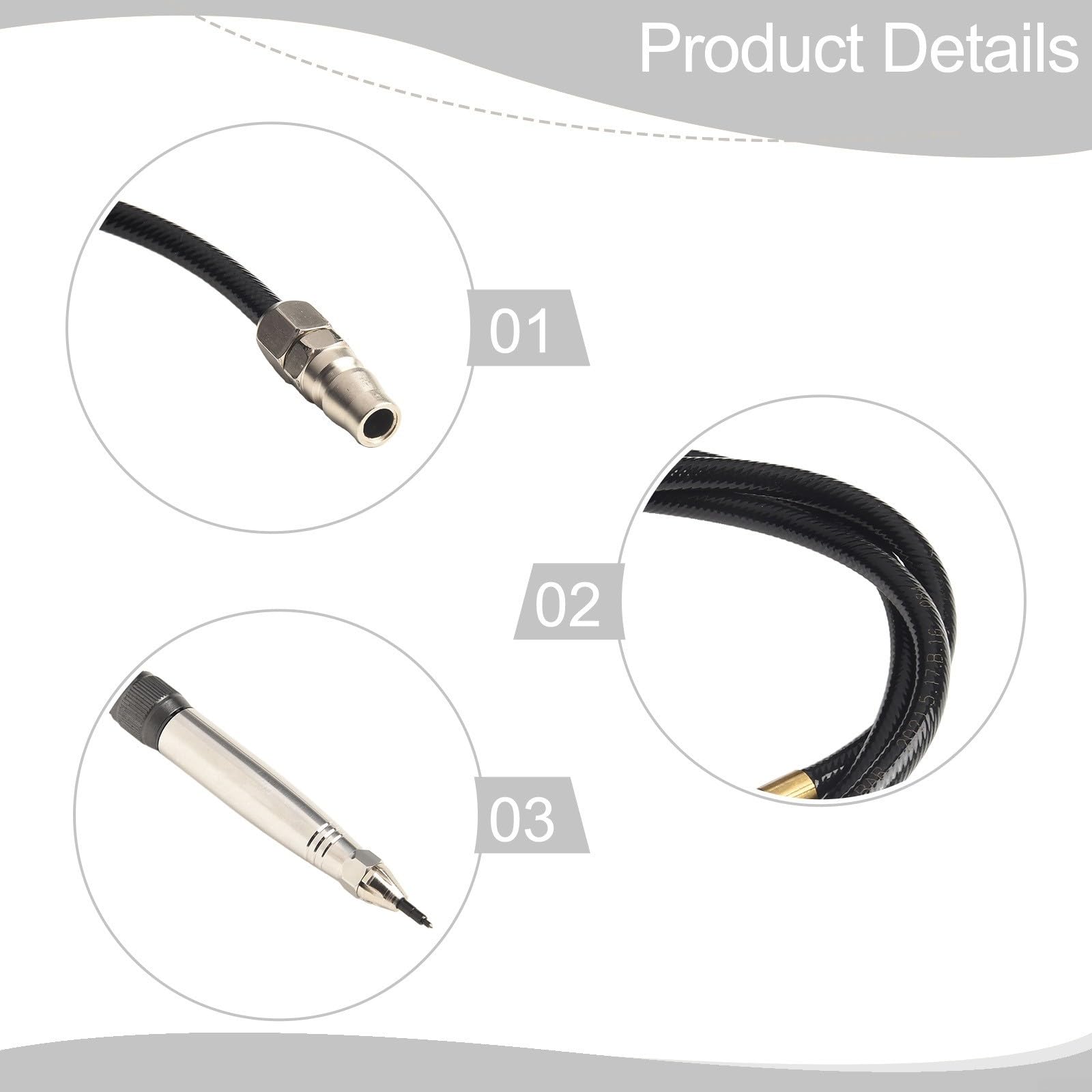 Kit di penna per incisione pneumatica ad aria, profondità regolabile, per incisioni su metallo, vetro, legno, punta ad ago, in acciaio legato, dispositivo di marcatura industriale per hobby