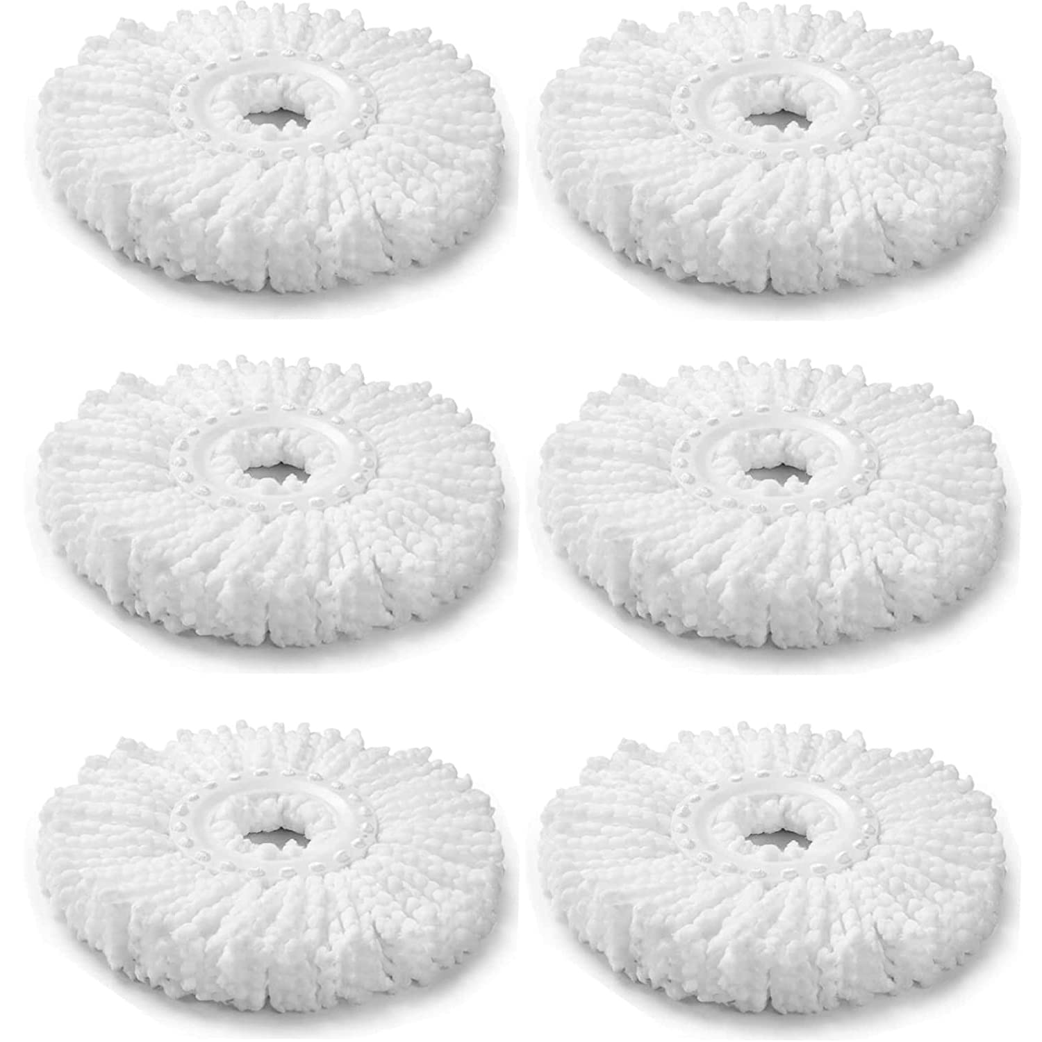 MAMATOONS6PCS Microfiber Replacement Mop Heads 360 Degree Spin Mop Heads Round Shape Standard Size Mop Heads