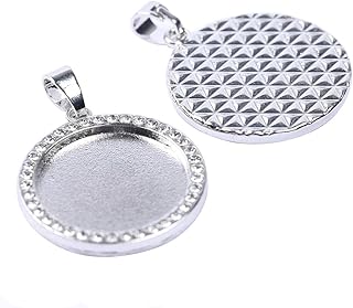 Reidgaller 10pcs Rhinestone cabochon Settings 20mm Round Pendant Trays DIY Bezel Blanks