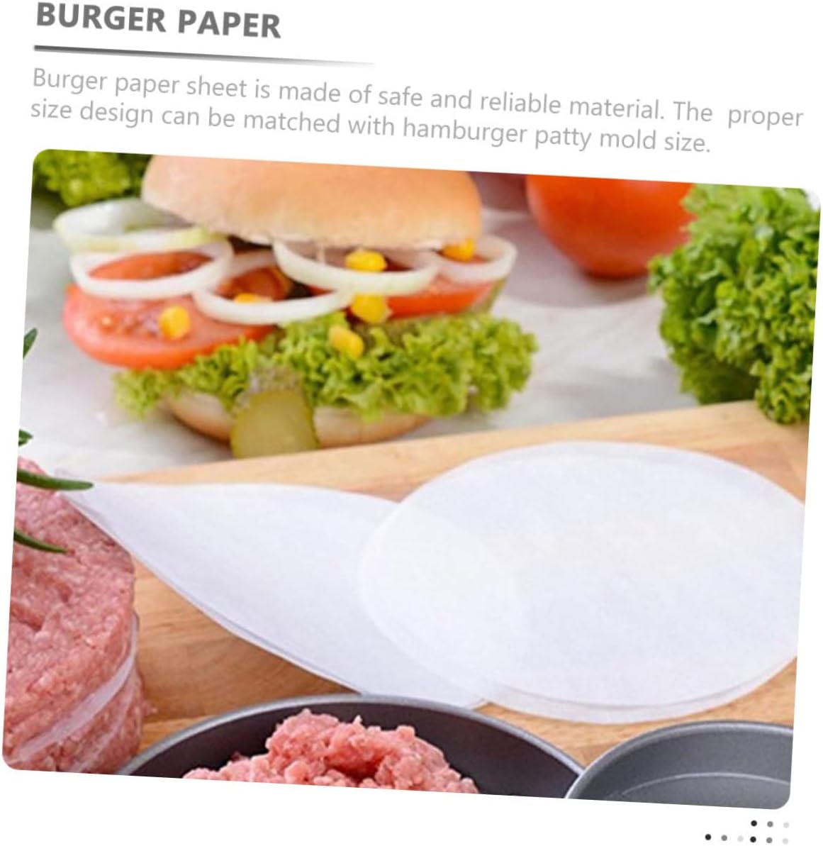 Non-Stick Hamburger Patty Paper Sheets 6 Inch Round Burger Press Parchment Paper for Baking Freezing Separating Meat Patties 200 Count