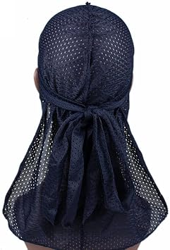 Long Tail Durag Breathable Mesh Durag Bandanas Wide Straps Pirate Hair Loss Chemo Cap for Men Women