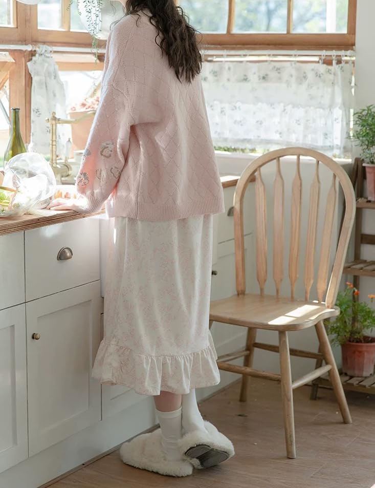 Image of Women's Japanese Sweetheart Kawaii Knitted Cardigan Pink Loose Front Cardigan College Style