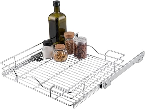 Miniatura 4 de OCG Organizador de gabinete extraíble (20.75 pulgadas de ancho x 17 pulgadas de profundidad), estantes extraíbles de 1 nivel, estantes deslizantes