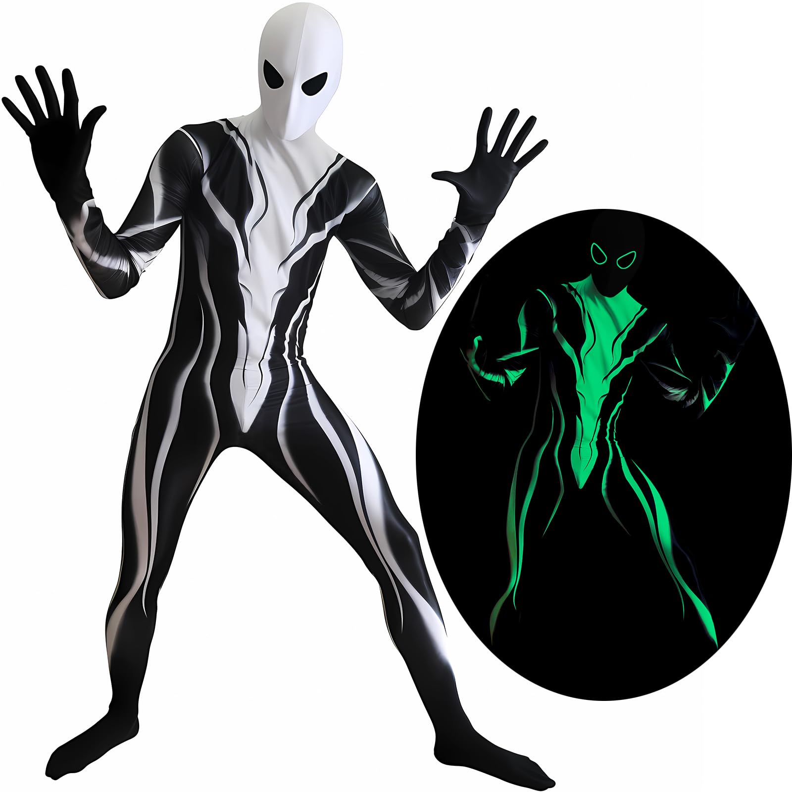 Gorkonpy Scary Halloween Costumes for Boys Ghost Shadow Demon Costume Kids Halloween Party Dress Up, Glow in the Dark