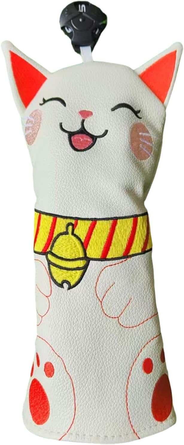 Hedmy Cartoon Fortune Cat Golf Club Cover Anti‑Water Head Protective Sleeve Adult Kid Unisex