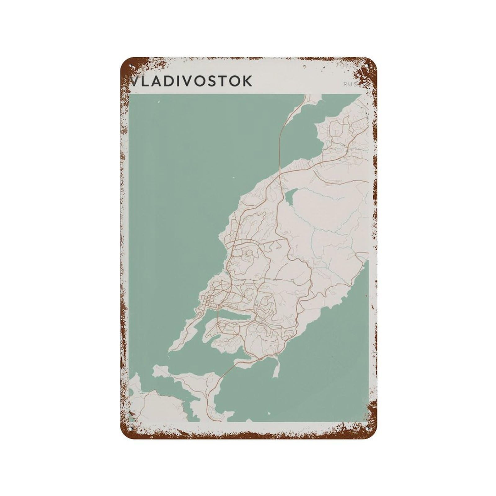 xiaoxiaoshen Vladivostok Map Russia Travel Gift Scandi Wall Decor Art Metal Tin Poster Modern Home Decor Art Home Bar Shop Decorations Vintage Sign 30x20cm
