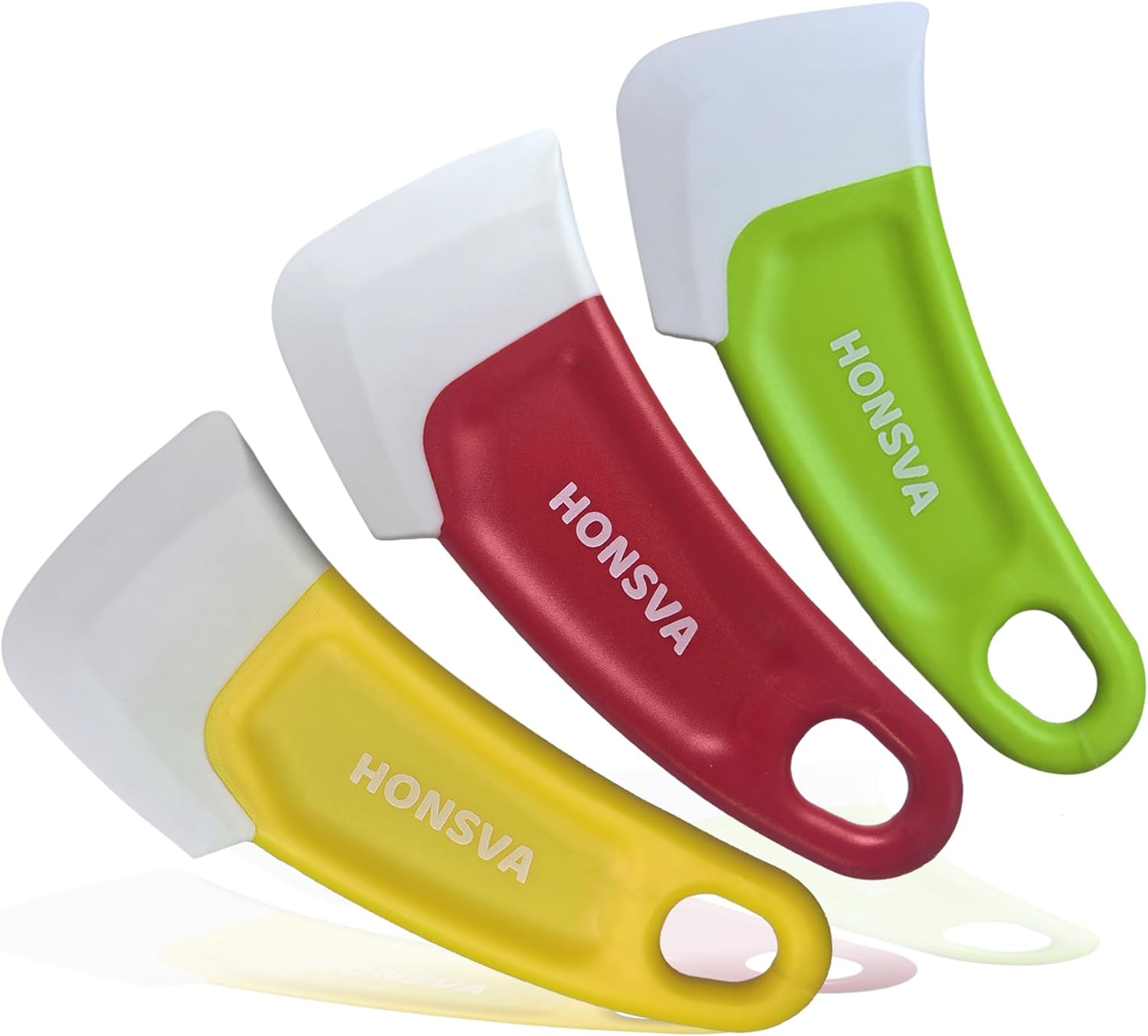 Silicone Dish Scraper to Kitchen Cleaning for Pans, Pots, Bowls, Non-stick Scraping Spatulas Tool,3 Pcs (Yellow, Green and Red)
