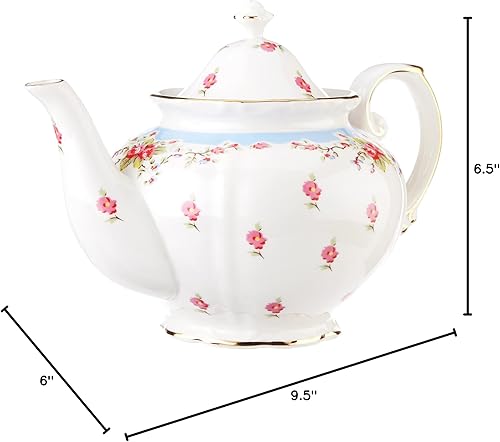 Miniatura 10 de Gracie China by Coastline Imports Tetera de porcelana rosa vintage Gracie China de 5 tazas verde