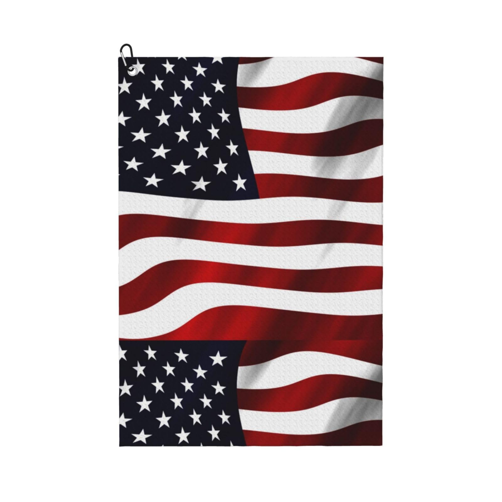 peiyeety American Flag Pattern Microfiber Golf Towel with Carabiner Clip, 16x24 Inch Absorbent Waffle Weave Towel for Golf Bags