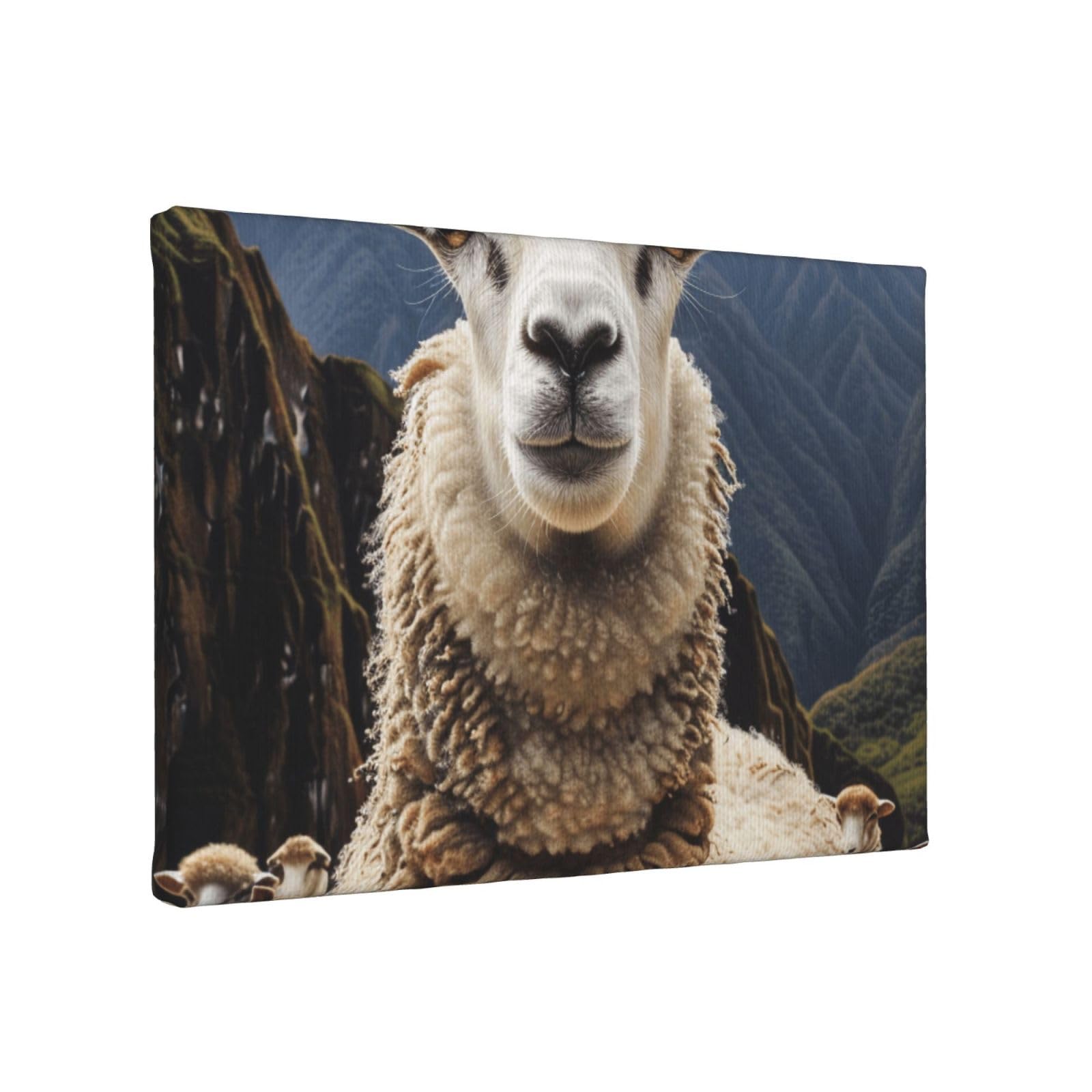 YKLJG Sheep Printed Wall Art Canvas Painting 30x20 CM Wooden Framed Picture Painting Artwork Prints for Bedroom Kitchen Home Office Decor