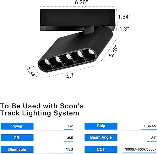 Miniatura 38 de SCON Cabezal de lámpara de inundación LED lineal CCT ajustable de 15 W, paquete de 2 unidades, cabezal magnético de 24 V, 3000 K-5000 K para 3000K