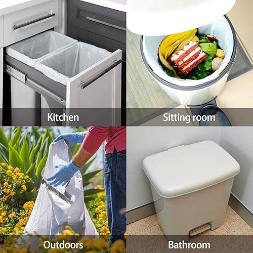 Miniatura 7 de Bolsas de basura pequeñas con cordón de 1 galón, 120 unidades, se adaptan a cubos de basura pequeños de 3 a 4 litros, para el hogar, oficina, baño,