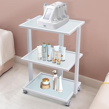 3-Tier Rolling Cart Metal Utility Carts Salon Storage Craft Art Cart Trolley Organizer Serving Table 330LBS Load-Capacity for Kitchen Office Bathroom Beauty Salon Spa Barber