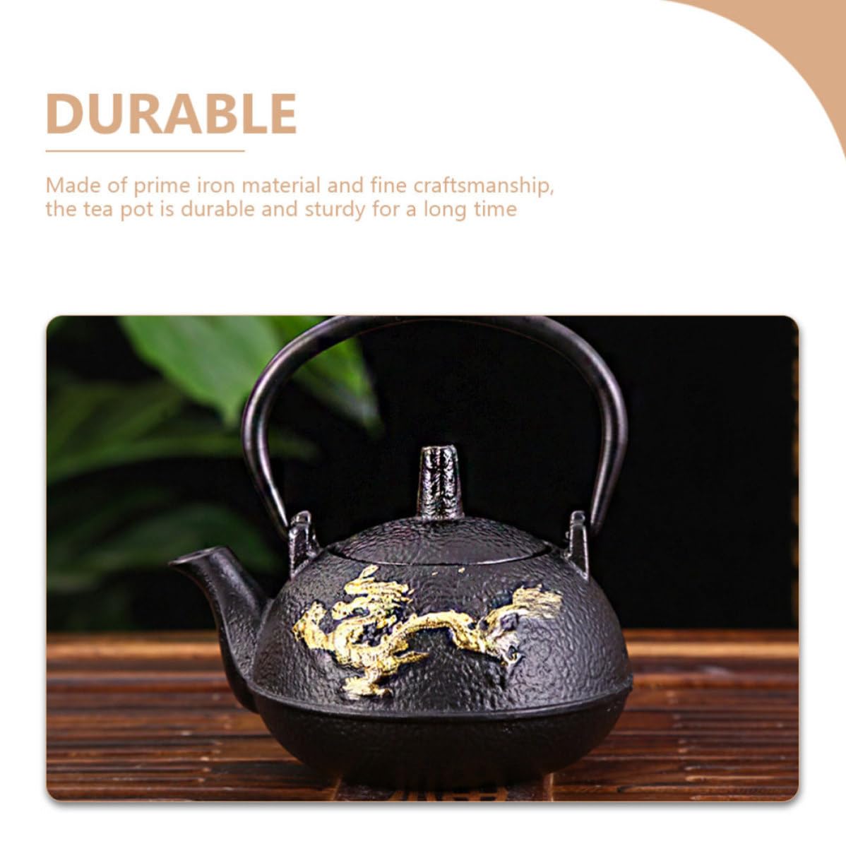 Tetera de Hierro Fundido Tetsubin Negra 0, 3 L Estilo Retro | Infusor Incluido, Uso Doméstico, Aislamiento Térmico y Limpieza Sencilla