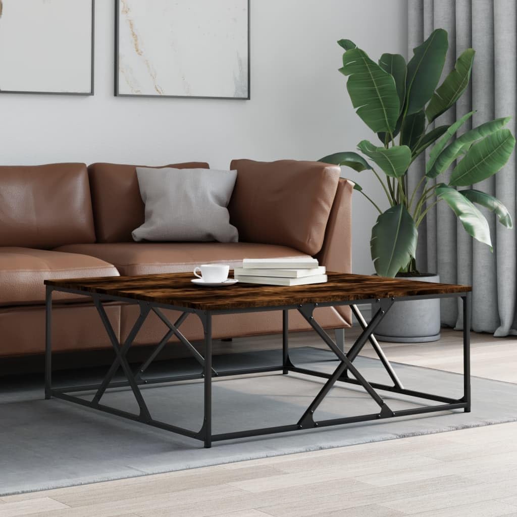 Générique Stolik kawowy Chene Fume 100x100x40 cm Wood Ingenierie | Solidna metalowa rama, gładka powierzchnia, stabilna do napojów i deco, odporność na wilgoć