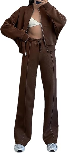 amropi Chándal de Mujer Chaqueta Sudadera con Cremallera y Pantalón Deporte Conjunto - 1