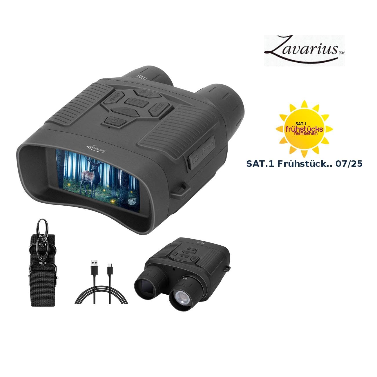 Zavarius Infrarotkamera 4K Binokulares Akku-Nachtsichtgerät bis 500 m IR-Sichtweite